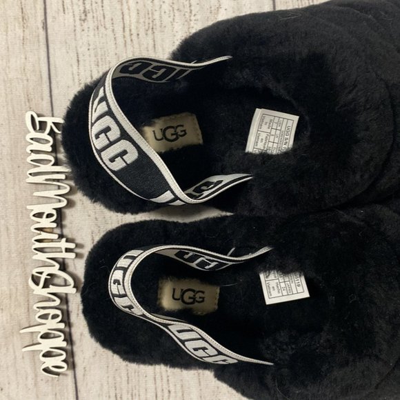 *Ugg Fluff Yeah Slide Black White Women's Size 7 - Picture 5 of 9